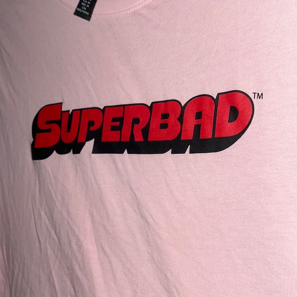 Superbad movie colab with h&m long sleeve pink shirt ( mclovin )